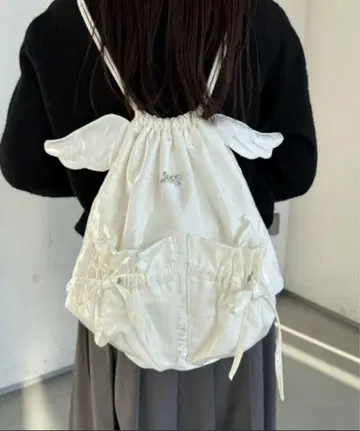 nemne store 엔젤 리본 냅색 화이트