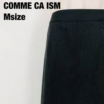 COMME CA ISM 컴시즘 무릎 기장 플레어 스커트 스트라이프 J4