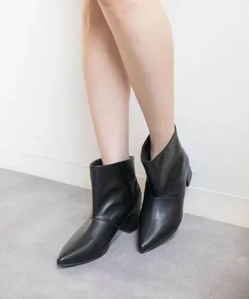 부츠 와이드 샤프트 숏부츠 여성용 L 블랙