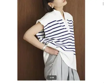 클라네 CLANE 헨리넥 슬리브리스 보더 화이트 1