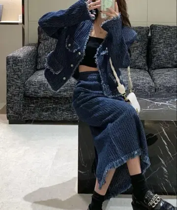 [ N.s ] 노카라 프린지 자켓 셋업