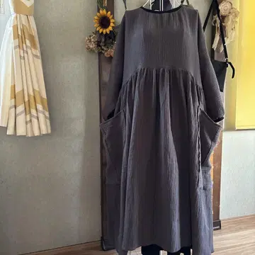 빅빅 포켓 포코포코 더블 거즈 개더 원피스 핸드메이드