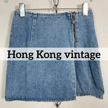 홍콩 제조 90년대 빈티지 데님 랩 미니 스커트 페어리 그런지