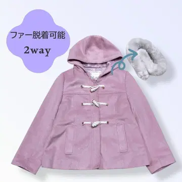 더플 코트 숏코트 2way 집업 퍼 기모 핑크