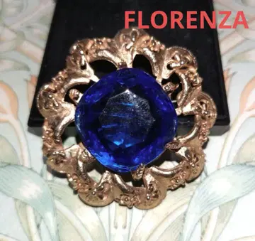 초기 FLORENZA 블루 유리 빈티지 브로치 각인 없음