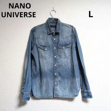 0218 NANO UNIVERSE 데미지 디자인 데님 셔츠 L