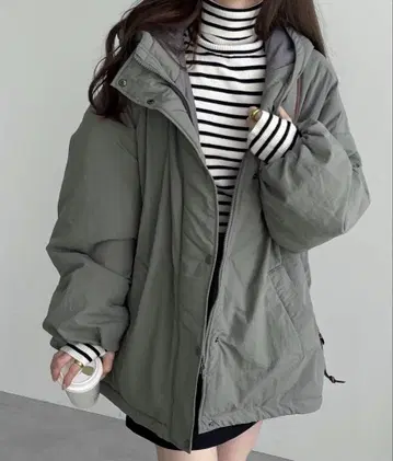 오버 사이즈 충전솜 다운 블루종 몬스터 후드티