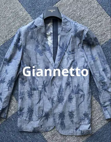 Giannetto 팜 트리 패턴 테일러드 자켓 네이비 50