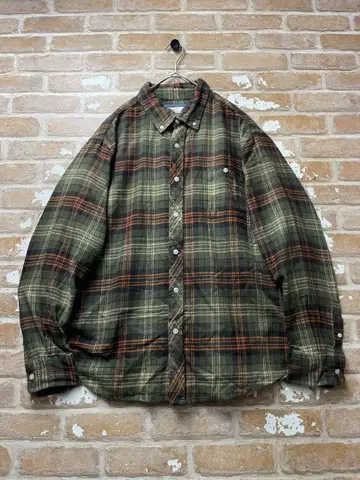 00s 플란넬 셔츠 체크 셔츠 y2k 그린 오버 사이즈 옴브레 구제 의류