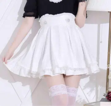NOEMIE 노에미 꽃무늬 자카드 플레어 스커트 화이트