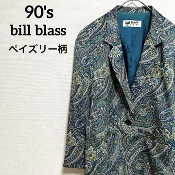 빈티지 90s 페이즐리 무늬 구제 의류 테일러드 자켓 블루 계열
