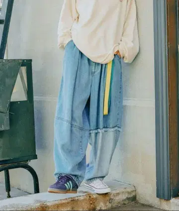 니코앤드 MODENORMCOR 리메이크풍 데님 벌룬 팬츠 라이트 블루 M