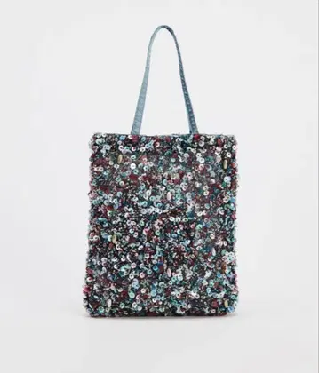 ZARA 비즈 미니 버킷 백 블루