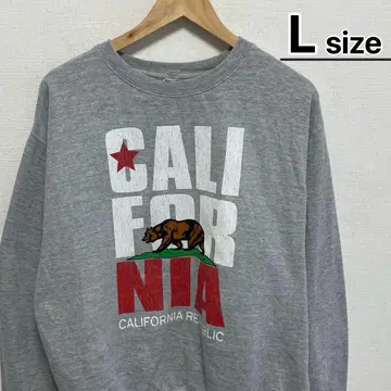 USA 구제 의류 맨투맨 L 그레이 프린트 CALIFORNIA 애니멀