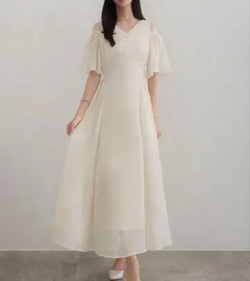 2wayV넥 시어 코르셋 원피스 아이보리 S사이즈