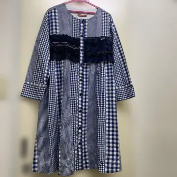 토리토 x 빔즈 보이 체크 무늬 프릴 긴팔 셔츠 원피스