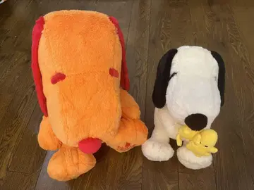 스누피와 오렌지 강아지 봉제 인형 세트