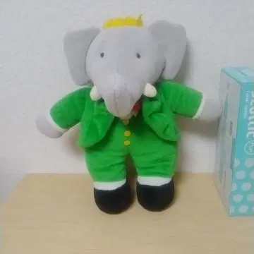 코끼리 바바르 봉제 인형 구 타카라 로고 레트로