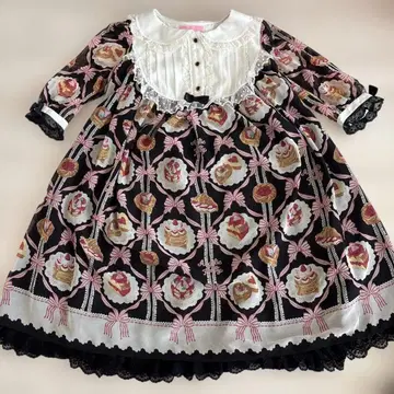 엔젤릭 프리티 케이크 프린트 무릎 기장 원피스