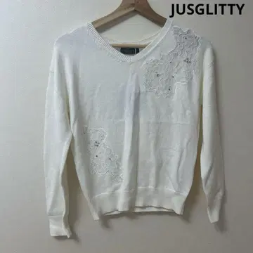 JUSGLITTY 저스길리티 레이스 꽃 니트 미사용 택