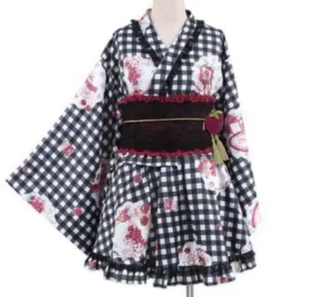 To Alice 유카타 드레스 딸기 깅엄 체크 유카타 세트