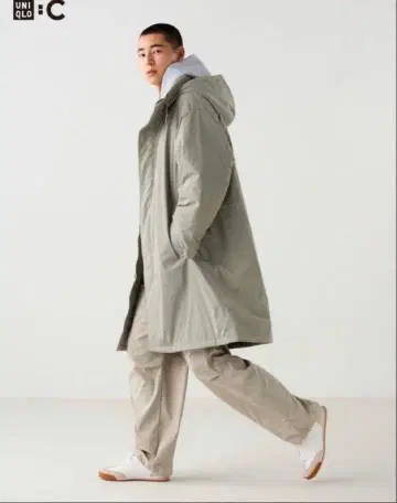 UNIQLO 카키 후디드 코트