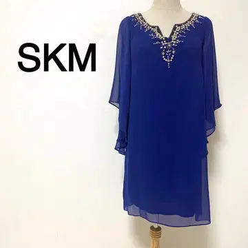 SKM 블루칼라 비쥬 디자인 쉬폰 드레스
