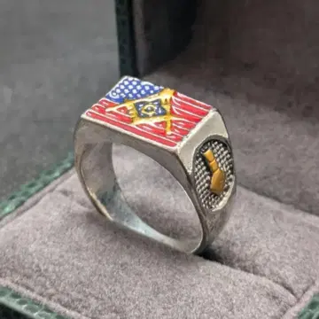 프리메이슨 반지 실버 마스터 시그넷 스타일 USA 미국
