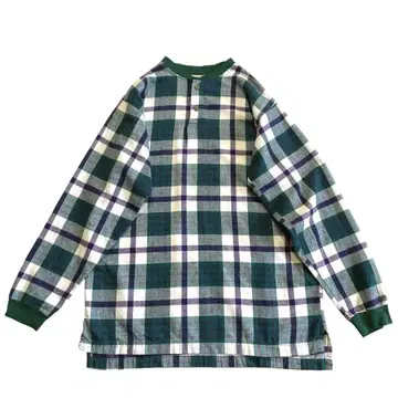 90s USA제 L.L.Bean 헨리넥 긴팔 티셔츠 체크 코튼
