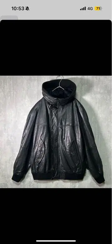 최고급 이탈리아제 그런지 가죽 블루종 후드 후드티 헤비웨이트 블랙