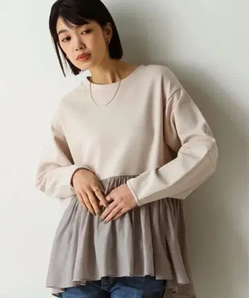 BouJeloud 밑단 개더 절개 분또 풀오버 그레이지