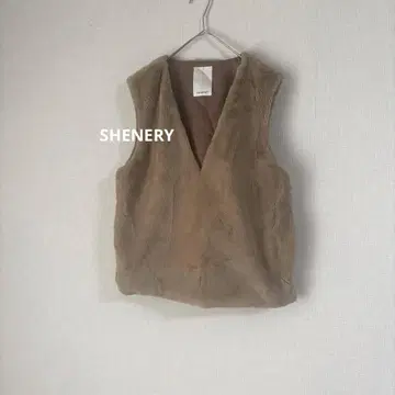 SHENERY 퍼 V넥 베스트 베스트 퍼  레이어드