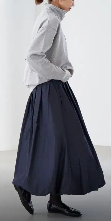 IENA 2024AW 타프타 벌룬 스커트 34 네이비 롱 스커트