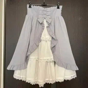 리본 리본 버니 프릴 레이어드 스커트 아마벨
