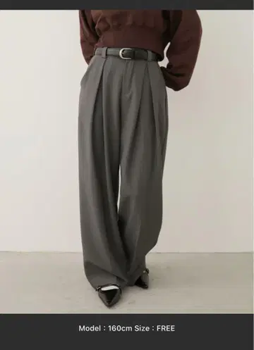 센터 턱 와이드 슬랙스 팬츠 프리 사이즈