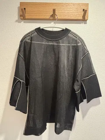 CLANE 시스루 라인 니트탑