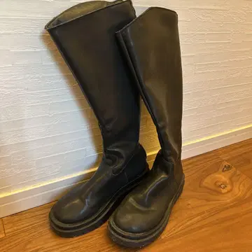 블랙 통굽 롱 부츠