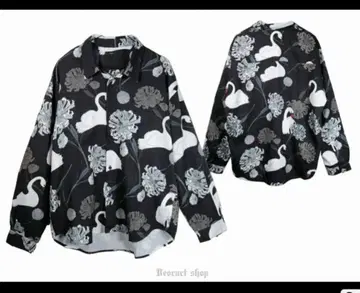 디오라트 루즈 실루엣 다크 컬러 스완 올 패턴 셔츠