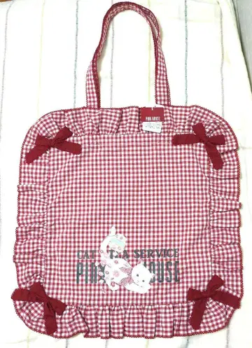 핑크하우스 PINK HOUSE 프릴 고양이 체크 백 택 포함 새상품