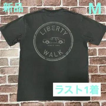 LIBERTY WALK 상의 반팔 T셔츠 그레이 프린트 자수 로고
