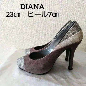 새상품급 DIANA 하이힐 23cm 힐 7cm 글리터 그레이