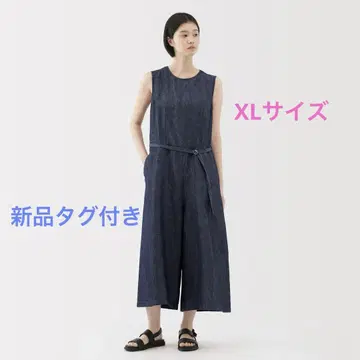 택 포함 새상품 무인양품 여성 헴프 혼방 데님 점프 수트 여성용 XL