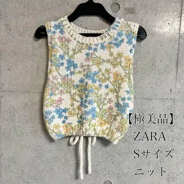 [ 컨디션 최상 ] ZARA 꽃무늬 슬리브리스 니트 베스트 S 사이즈