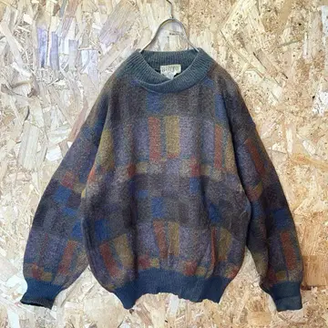 90s 빈티지 이탈리아제 올 패턴 디자인 모헤어 니트 스웨터