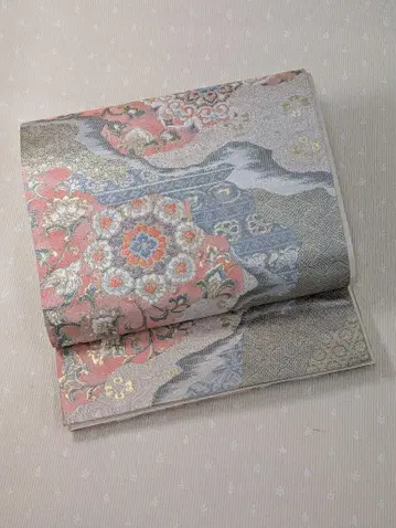 꽃무늬 파도 무늬 후쿠로 오비 오리지널 육통 무늬