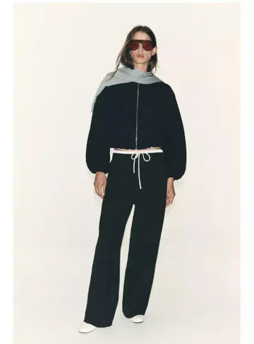 ZARA 와이드 레그 팬츠 더블 허리 밴딩