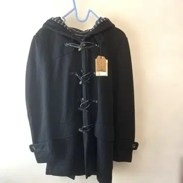 블랙 더플 코트 스트라이프 안쪽