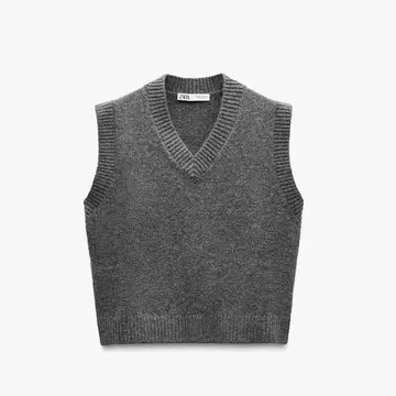 ZARA 플레인 니트 베스트 그레이 S