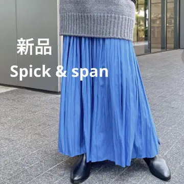 새상품 스픽 앤 스팬 아코디언 플리츠 스커트 블루