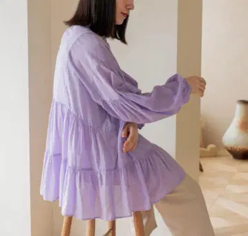 니코앤드 티어드 디자인 긴팔 튜닉 (라벤더)